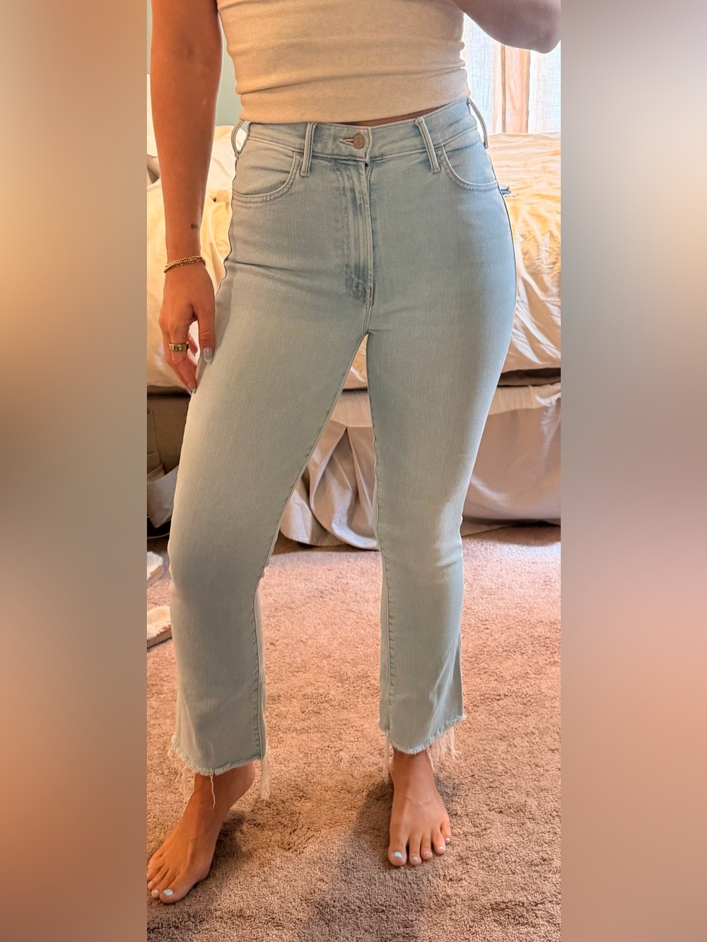 MOTHER Light Blue High-Rise Flare Jeans